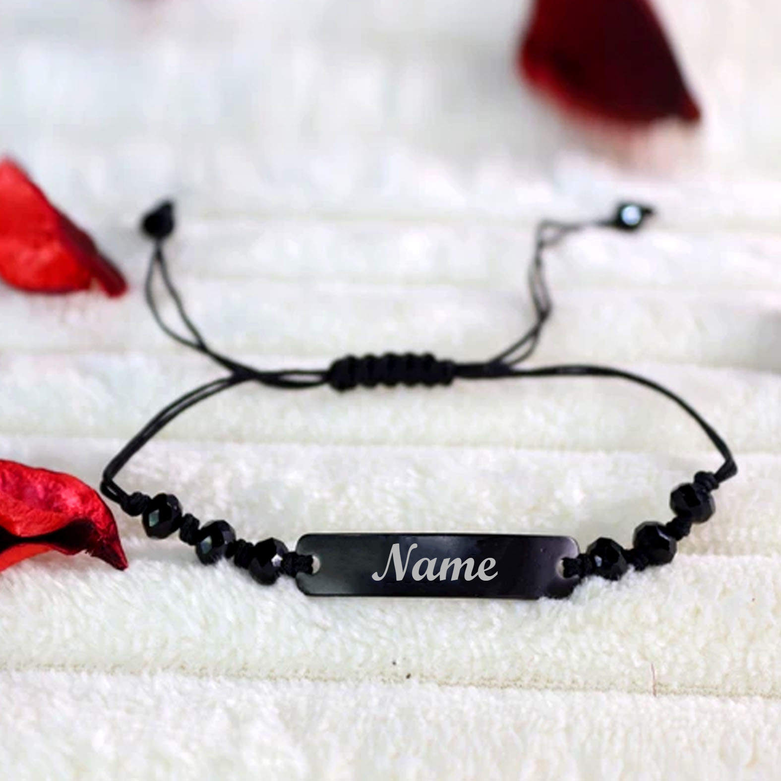 Stainless Steel With 3 Beads Black Bracelet Lebanese Economy Support